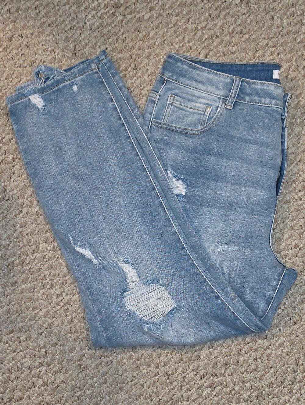 Encore Jeans Blue Denim Waistband with Rips